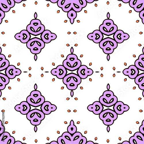 Royal purple ethinc turkish motif seamless aztec ornate pattern seamless  design background photo