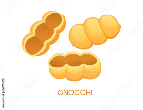 Uncooked italian pasta gnocchi cuisine staples vector illustration isolated on white background