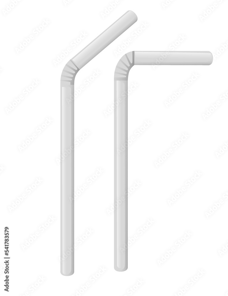 Set of two metal straws bar accessory for cocktails vector illustration isolated on white background Set of two metal straws bar accessory for cocktails vector illustration isolated on white background