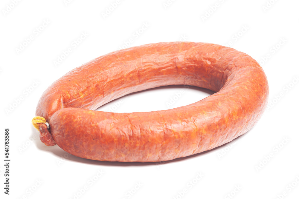 Krakow sausage isolated on white background Krakow sausage isolated on white background