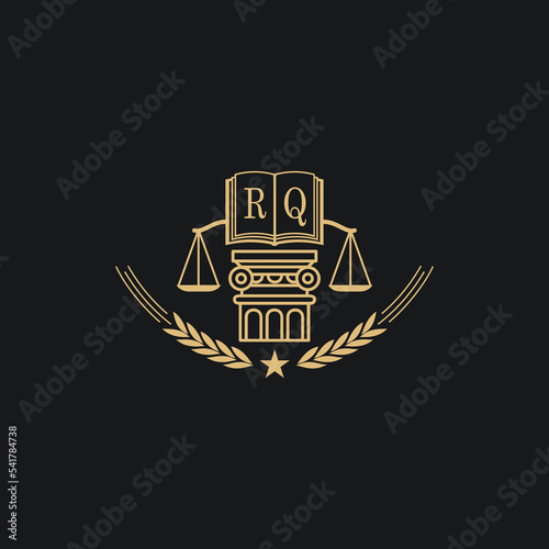 Initial RQ  advocacy law or lawyer vector icon stock illustration
