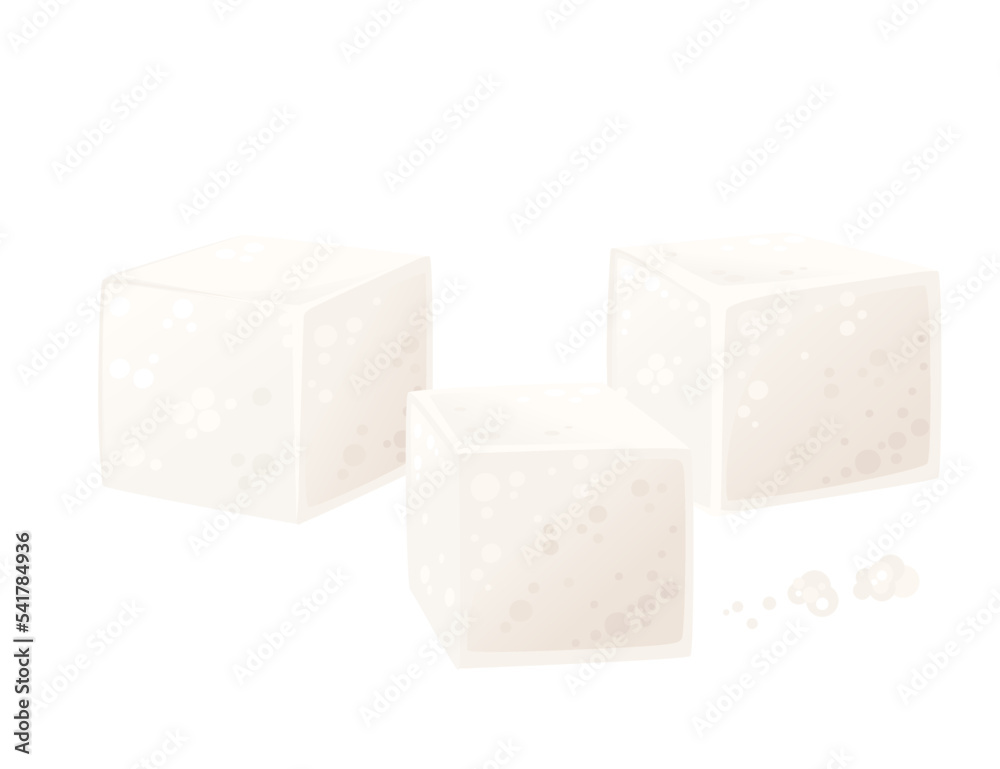 Three cubes of natural white sugar vector illustration isolated on white background Three cubes of natural white sugar vector illustration isolated on white background