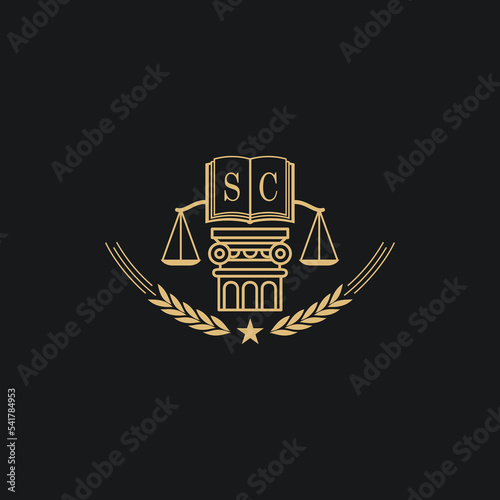 Initial SC  advocacy law or lawyer vector icon stock illustration