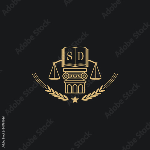 Initial SD  advocacy law or lawyer vector icon stock illustration