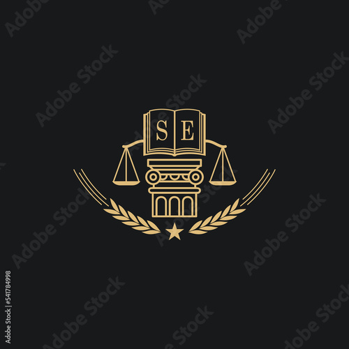 Initial SE  advocacy law or lawyer vector icon stock illustration