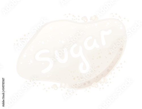 Natural white granulated sugar vector illustration isolated on white background