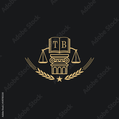 Initial TB  advocacy law or lawyer vector icon stock illustration