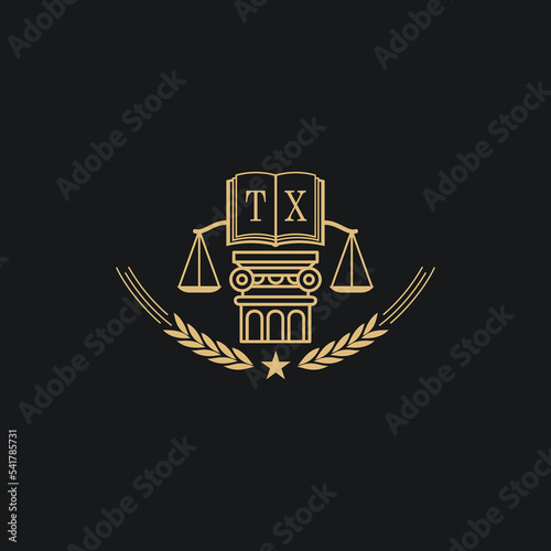 Initial TX  advocacy law or lawyer vector icon stock illustration