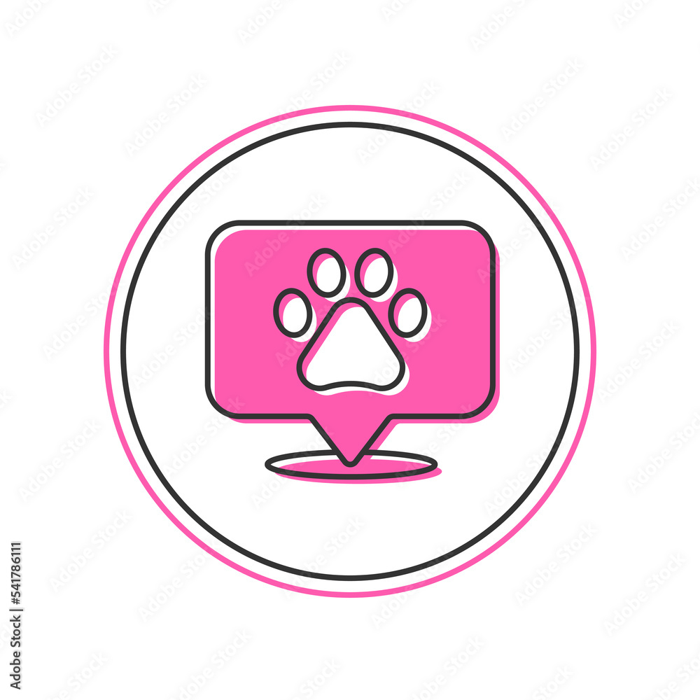 Filled outline Map pointer with veterinary medicine hospital, clinic or pet shop for animals icon isolated on white background. Vet or veterinarian clinic. Vector Filled outline Map pointer with veterinary medicine hospital, clinic or pet shop for animals icon isolated on white background. Vet or veterinarian clinic. Vector
