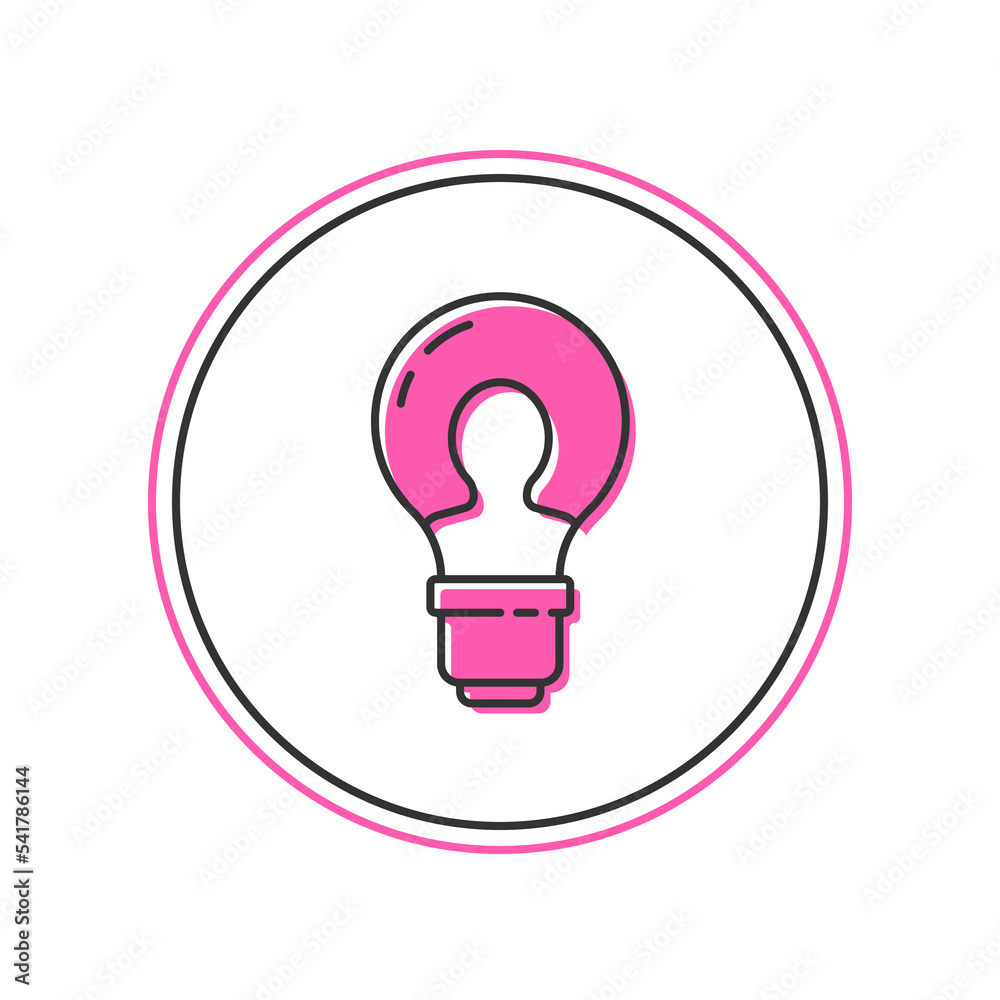 Filled outline Human head with lamp bulb icon isolated on white background. Vector Filled outline Human head with lamp bulb icon isolated on white background. Vector