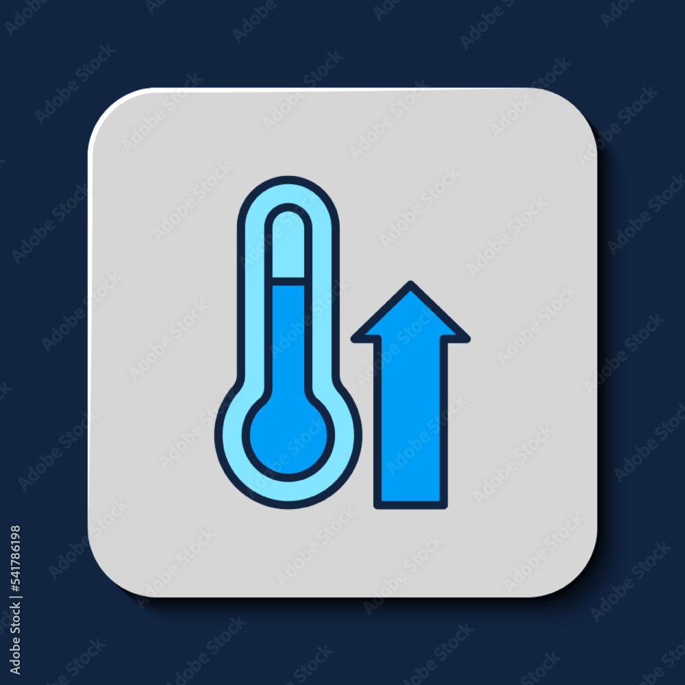 Filled outline Meteorology thermometer measuring icon isolated on blue background. Thermometer equipment showing hot or cold weather. Vector Filled outline Meteorology thermometer measuring icon isolated on blue background. Thermometer equipment showing hot or cold weather. Vector