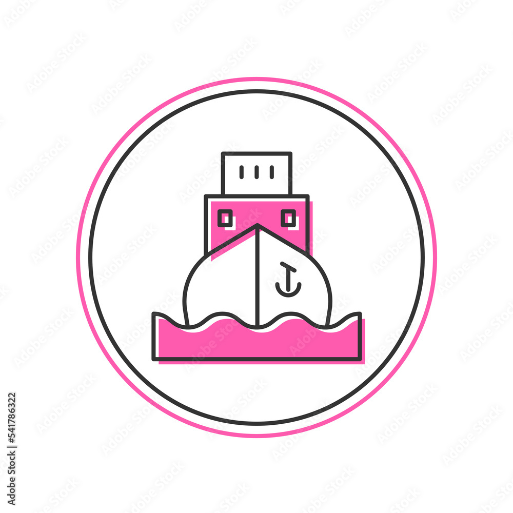 Filled outline Cargo ship icon isolated on white background. Vector Filled outline Cargo ship icon isolated on white background. Vector