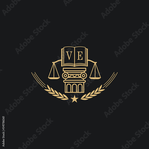 Initial VE  advocacy law or lawyer vector icon stock illustration