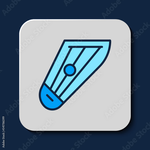 Filled outline Musical instrument kankles icon isolated on blue background. Vector