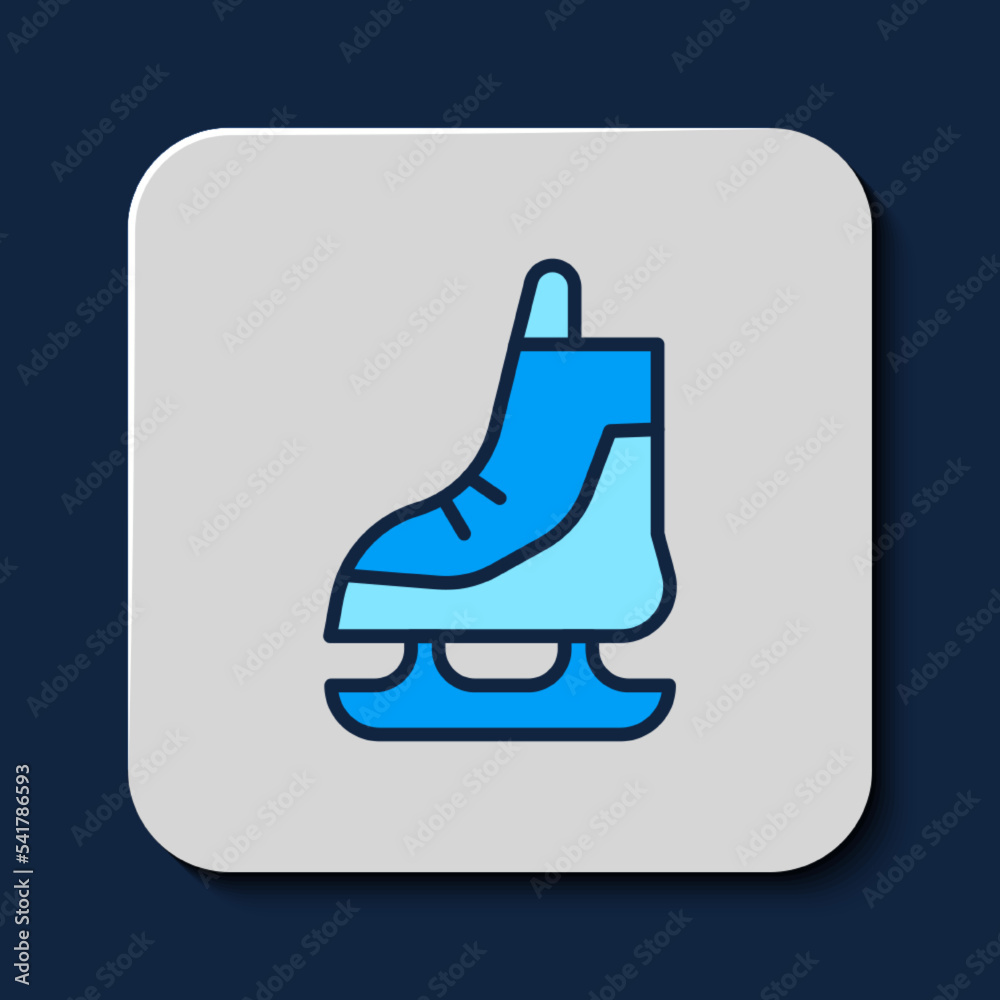 Filled outline Skates icon isolated on blue background. Ice skate shoes icon. Sport boots with blades. Vector Filled outline Skates icon isolated on blue background. Ice skate shoes icon. Sport boots with blades. Vector