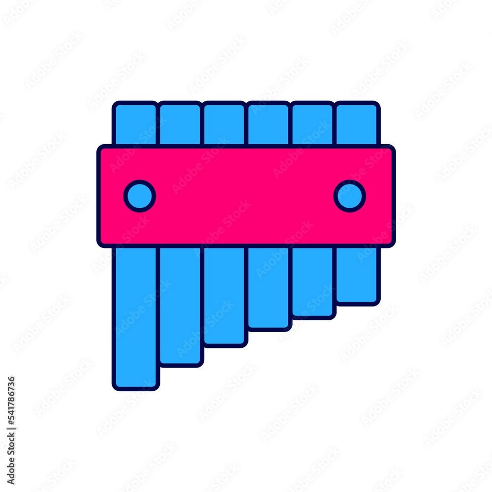 Filled outline Pan flute icon isolated on white background. Traditional peruvian musical instrument. Folk instrument from Peru, Bolivia and Mexico. Vector Filled outline Pan flute icon isolated on white background. Traditional peruvian musical instrument. Folk instrument from Peru, Bolivia and Mexico. Vector