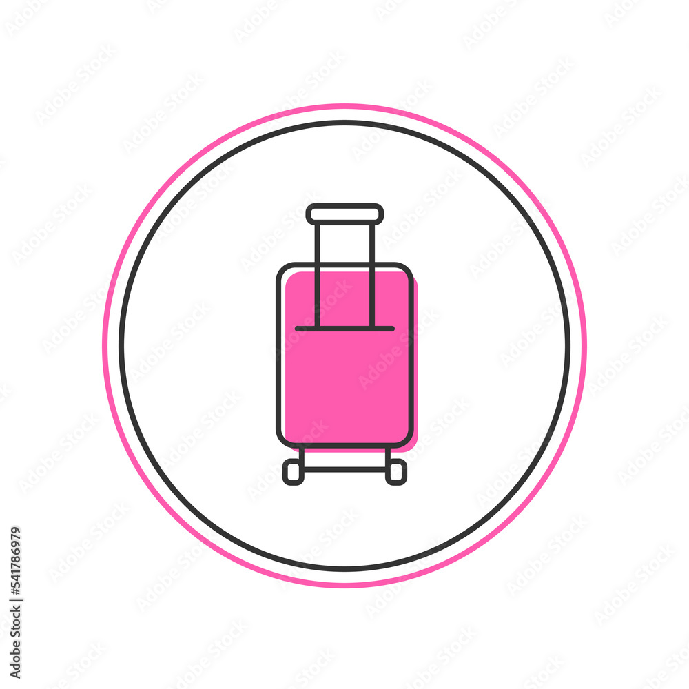 Filled outline Suitcase for travel icon isolated on white background. Traveling baggage sign. Travel luggage icon. Vector Filled outline Suitcase for travel icon isolated on white background. Traveling baggage sign. Travel luggage icon. Vector