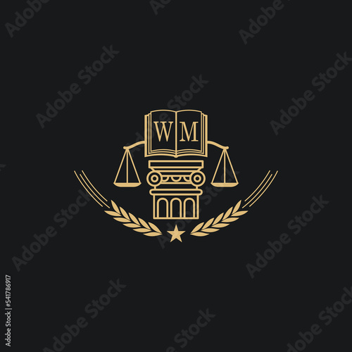 Initial WM  advocacy law or lawyer vector icon stock illustration