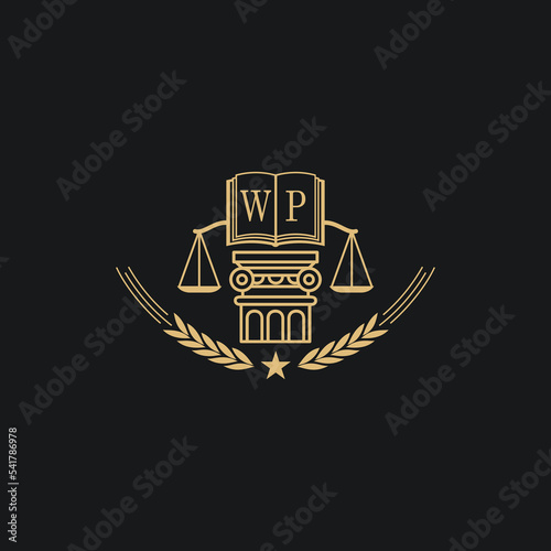 Initial WP  advocacy law or lawyer vector icon stock illustration