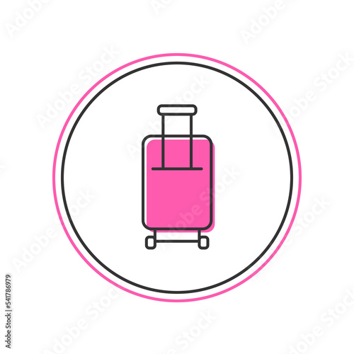 Filled outline Suitcase for travel icon isolated on white background. Traveling baggage sign. Travel luggage icon. Vector