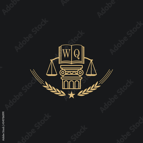 Initial WQ  advocacy law or lawyer vector icon stock illustration