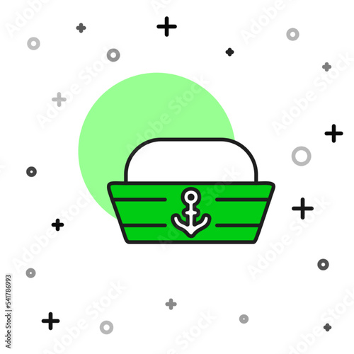 Filled outline Sailor hat icon isolated on white background. Vector