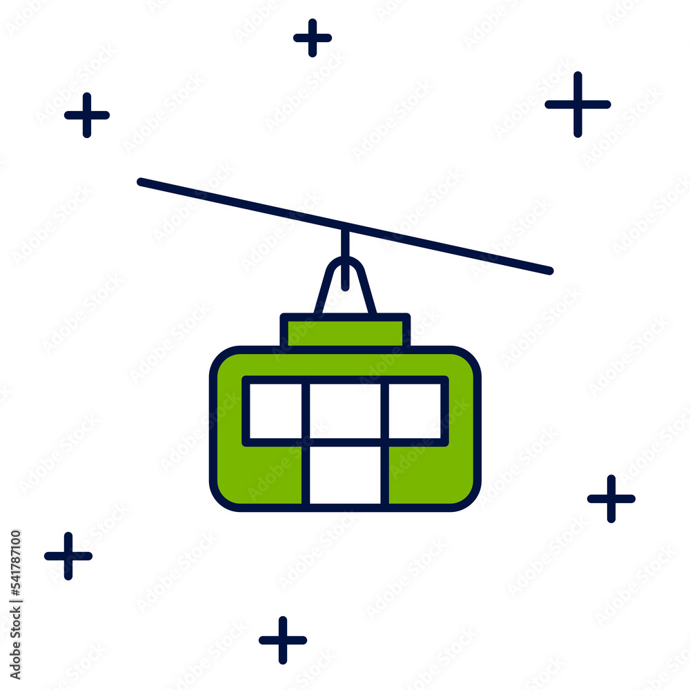 Filled outline Cable car icon isolated on white background. Funicular sign. Vector