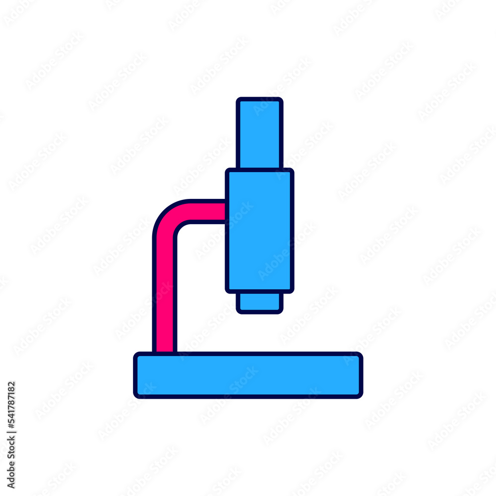 Filled outline Microscope icon isolated on white background. Chemistry, pharmaceutical instrument, microbiology magnifying tool. Vector Filled outline Microscope icon isolated on white background. Chemistry, pharmaceutical instrument, microbiology magnifying tool. Vector