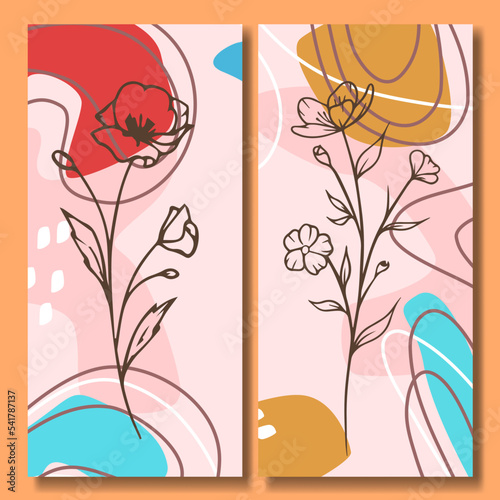 Hand drawn flower abstract background collection