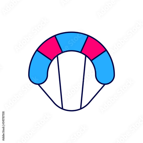 Filled outline Parachute icon isolated on white background. Extreme sport. Sport equipment. Vector