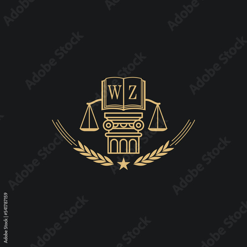 Initial WZ  advocacy law or lawyer vector icon stock illustration