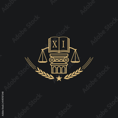 Initial XI  advocacy law or lawyer vector icon stock illustration