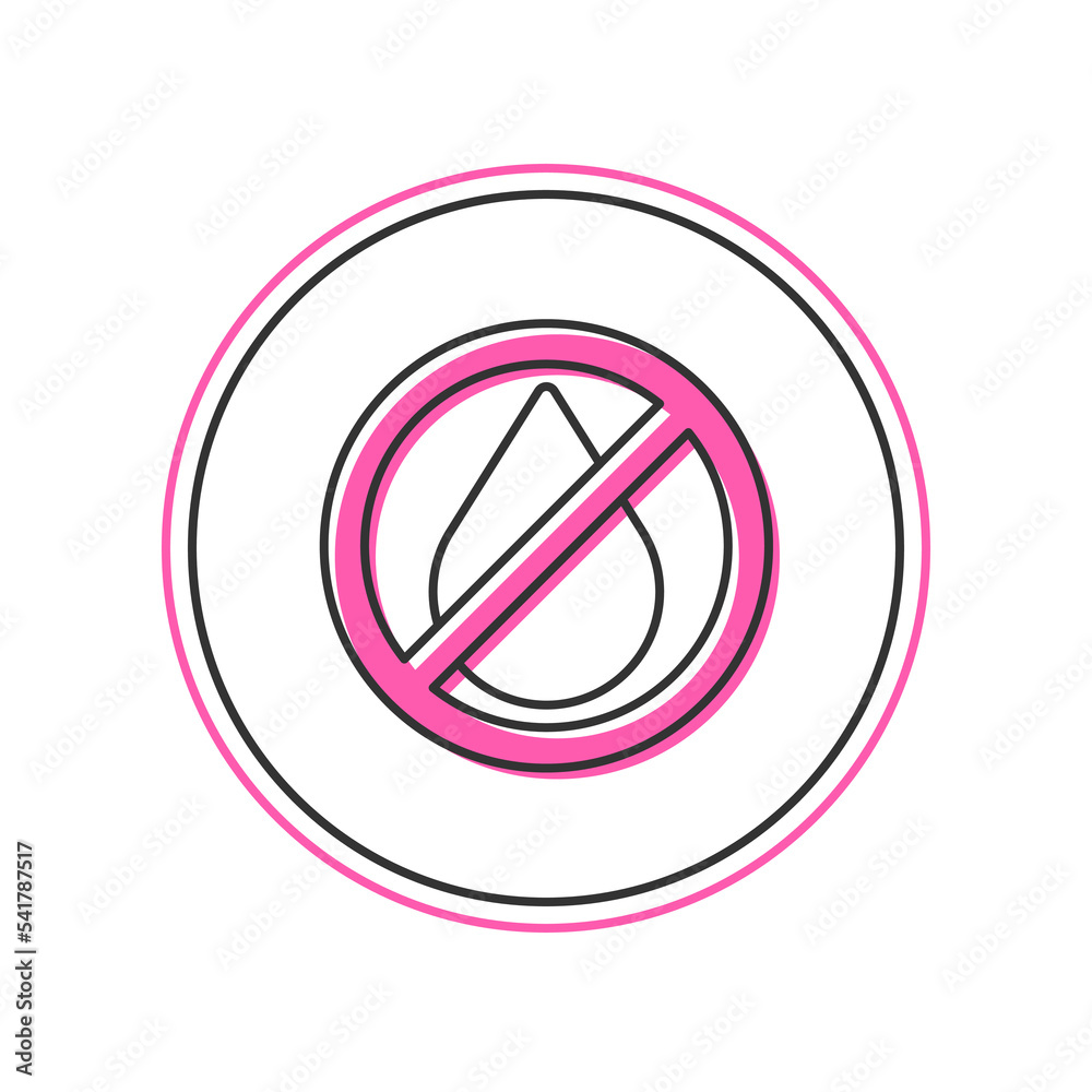 Filled outline Water drop forbidden icon isolated on white background. No water sign. Vector Filled outline Water drop forbidden icon isolated on white background. No water sign. Vector