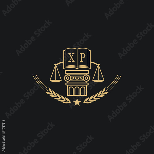 Initial XP  advocacy law or lawyer vector icon stock illustration