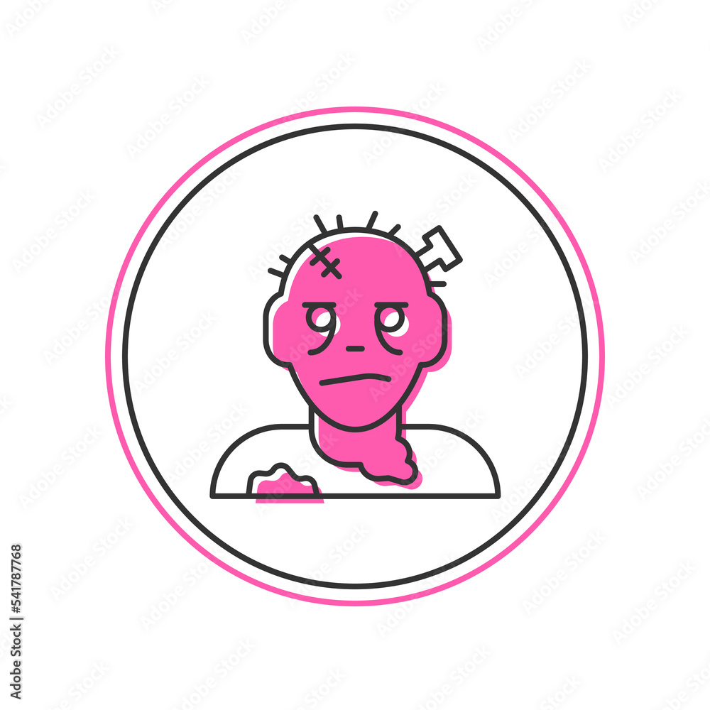 Filled outline Zombie mask icon isolated on white background. Happy Halloween party. Vector Filled outline Zombie mask icon isolated on white background. Happy Halloween party. Vector