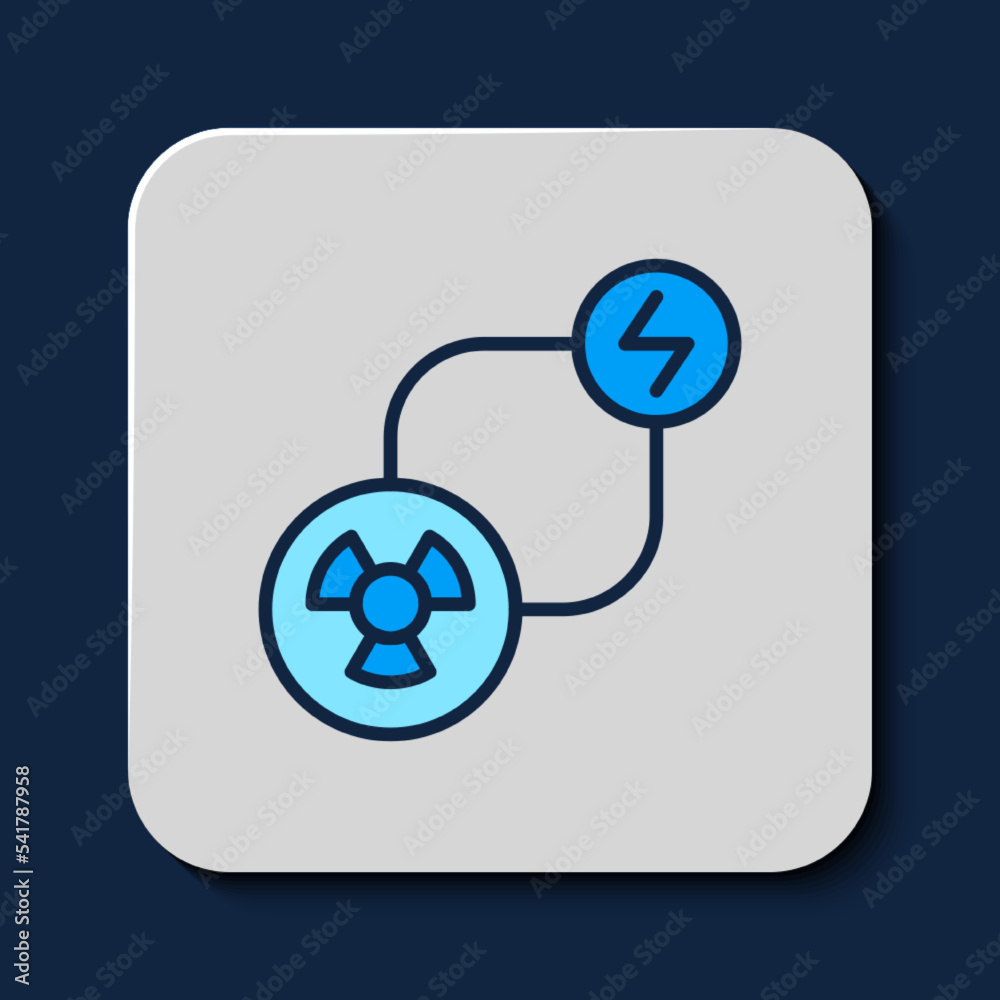 Filled outline Radioactive exchange energy icon isolated on blue background. Radioactive toxic symbol. Radiation hazard sign. Vector Filled outline Radioactive exchange energy icon isolated on blue background. Radioactive toxic symbol. Radiation hazard sign. Vector