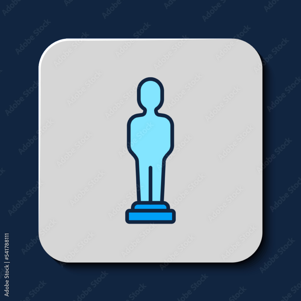 Filled outline Movie trophy icon isolated on blue background. Academy award icon. Films and cinema symbol. Vector Filled outline Movie trophy icon isolated on blue background. Academy award icon. Films and cinema symbol. Vector