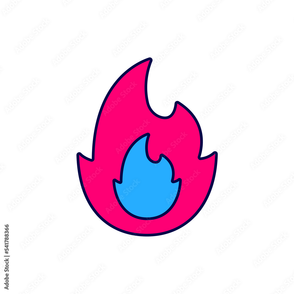 Filled outline Fire flame icon isolated on white background. Vector Filled outline Fire flame icon isolated on white background. Vector