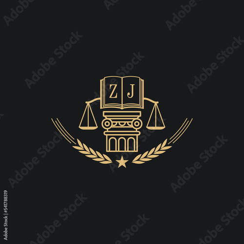 Initial ZJ  advocacy law or lawyer vector icon stock illustration