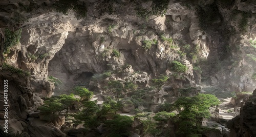 Mountain cave entrance  illustration
