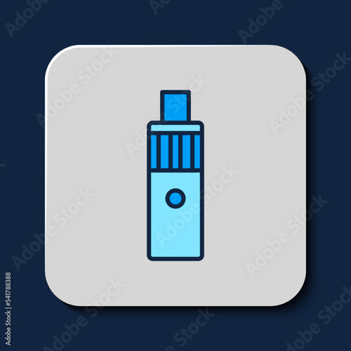 Filled outline Vape mod device icon isolated on blue background. Vape smoking tool. Vaporizer Device. Vector