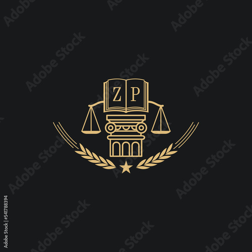 Initial ZP  advocacy law or lawyer vector icon stock illustration