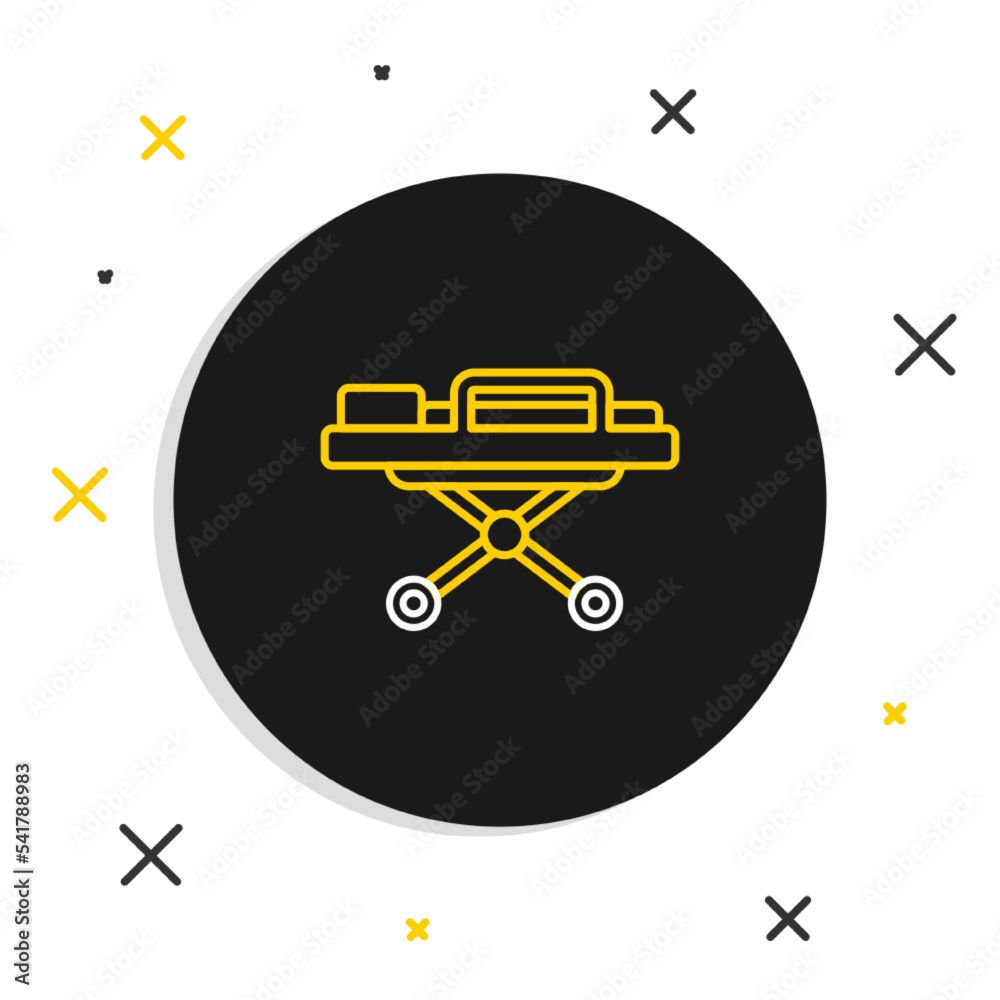 Line Stretcher icon isolated on white background. Patient hospital medical stretcher. Colorful outline concept. Vector Line Stretcher icon isolated on white background. Patient hospital medical stretcher. Colorful outline concept. Vector