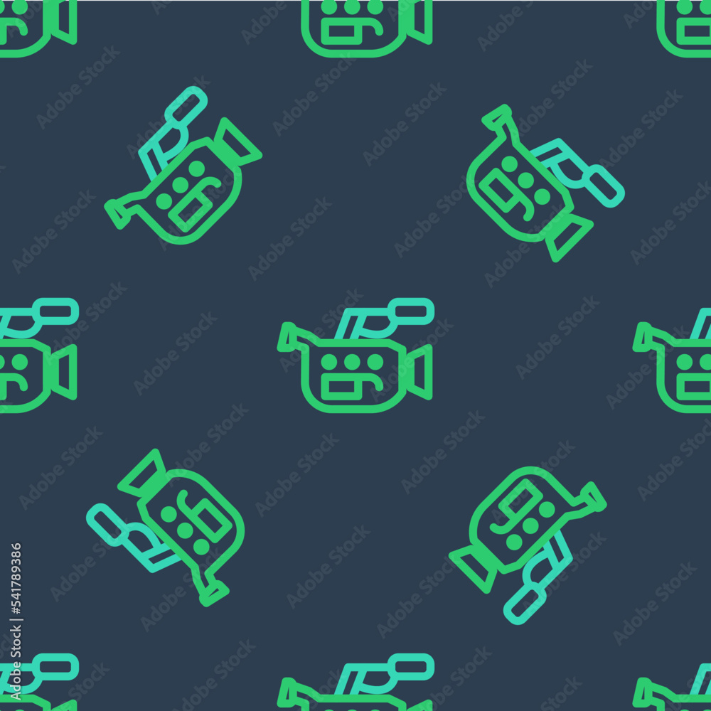 Line Cinema camera icon isolated seamless pattern on blue background. Video camera. Movie sign. Film projector. Vector Line Cinema camera icon isolated seamless pattern on blue background. Video camera. Movie sign. Film projector. Vector