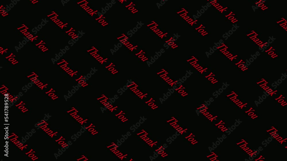 Animation red color thank you text message loop motion background. Many thank you words banner moving on black background. Animation red color thank you text message loop motion background. Many thank you words banner moving on black background.