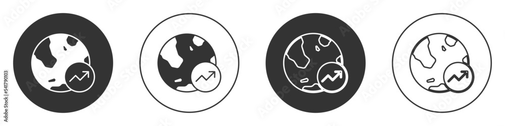 Black Financial growth increase icon isolated on white background. Increasing revenue. Circle button. Vector Black Financial growth increase icon isolated on white background. Increasing revenue. Circle button. Vector