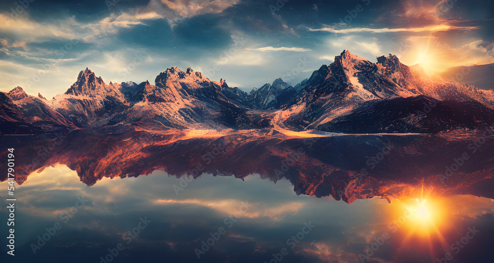 Photo Realistic Illustration Beautiful Landscape Photo Realistic Illustration Beautiful Landscape