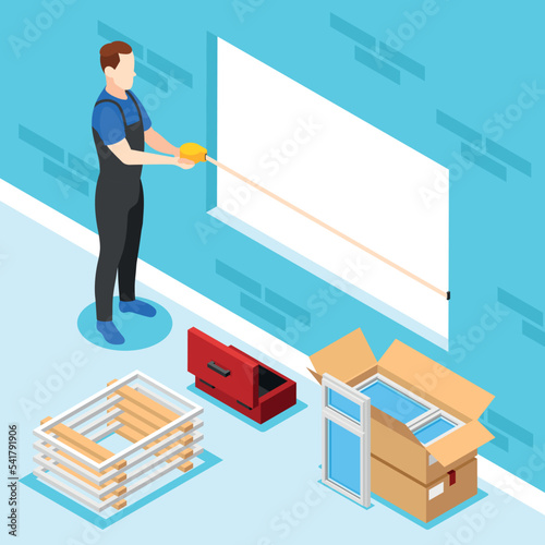Plastic Windows Isometric Background