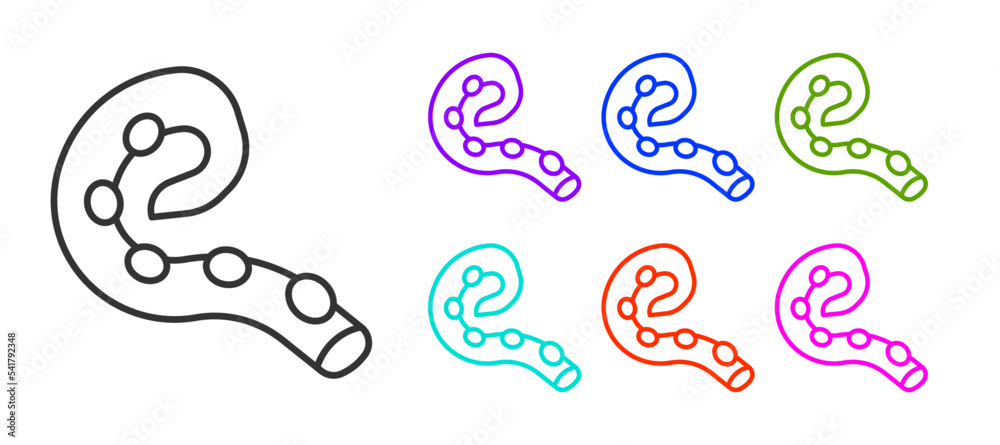Black line Octopus of tentacle icon isolated on white background. Set icons colorful. Vector