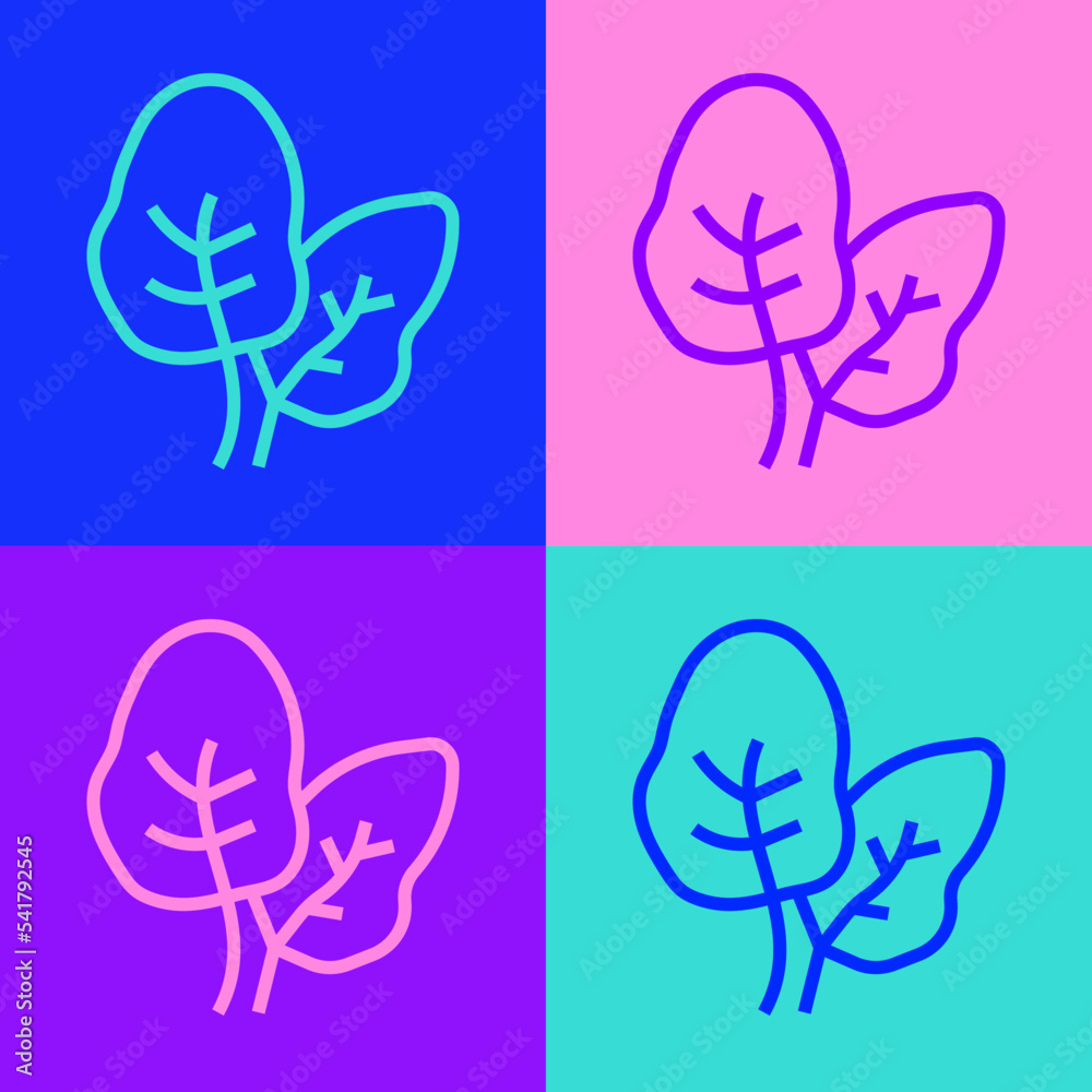 Pop art line Tropical leaves of palm tree icon isolated on color background. Vector Pop art line Tropical leaves of palm tree icon isolated on color background. Vector
